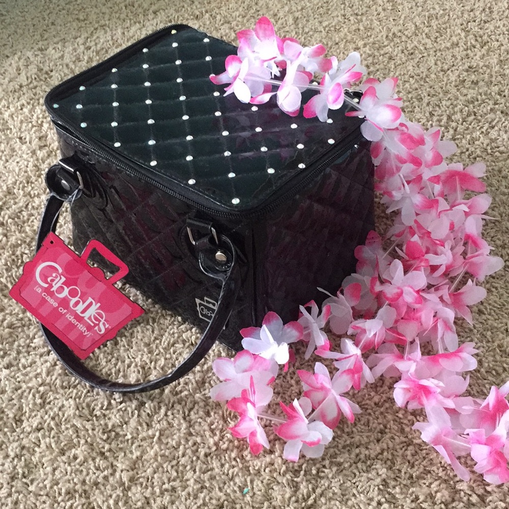 Black Rhinestone Makeup Case Container